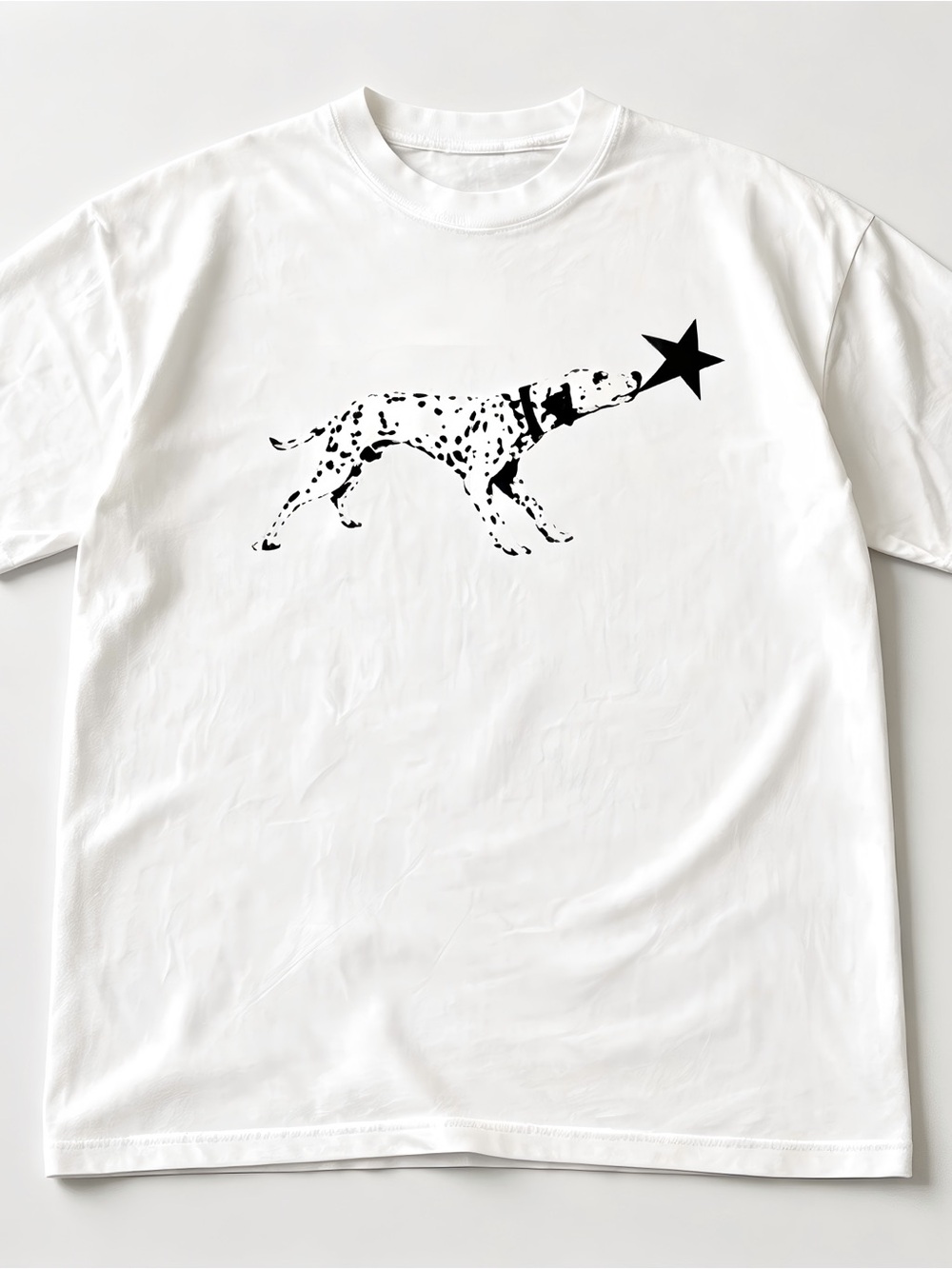 Vintage Dalmatian Dog Holding Star Graphic Womens Mens T-shirt Unisex